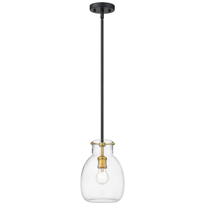 Image 1 Z-Lite 1 Light Mini Pendant in Matte Black + Olde Brass Finish