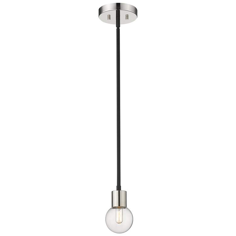 Image 1 Z-Lite 1 Light Mini Pendant in Matte Black + Polished Nickel Finish