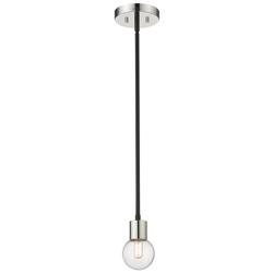 Z-Lite 1 Light Mini Pendant in Matte Black + Polished Nickel Finish