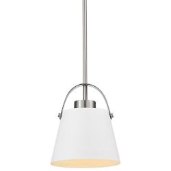Z-Lite 1 Light Mini Pendant in Matte White + Brushed Nickel Finish