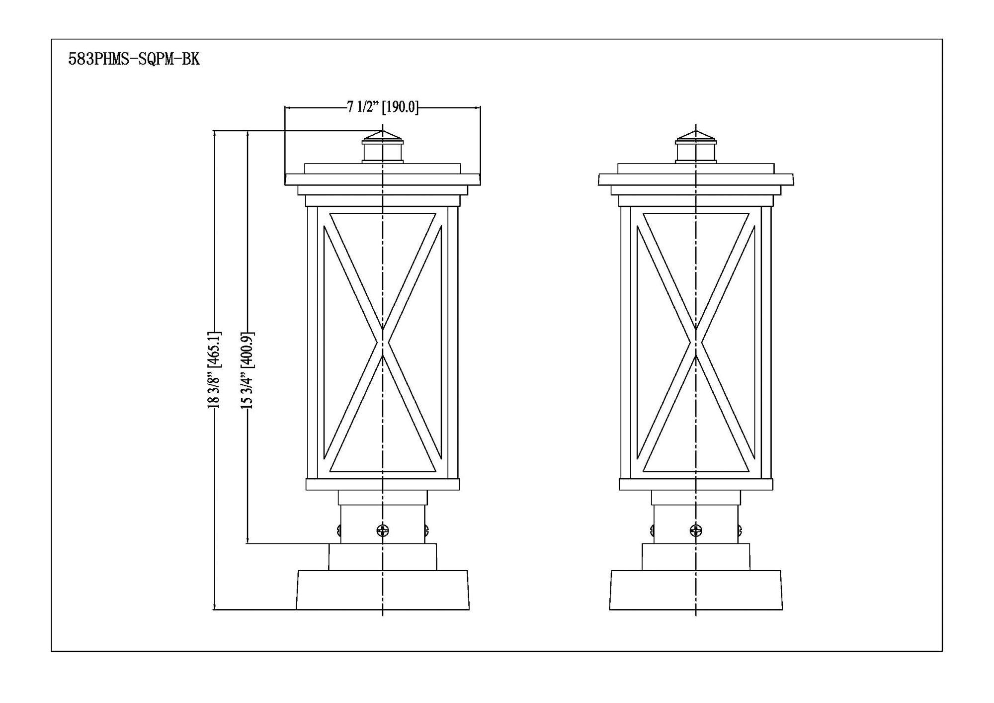 Z-Lite 1 Light Outdoor Pier Mounted Fixture in Black Finish