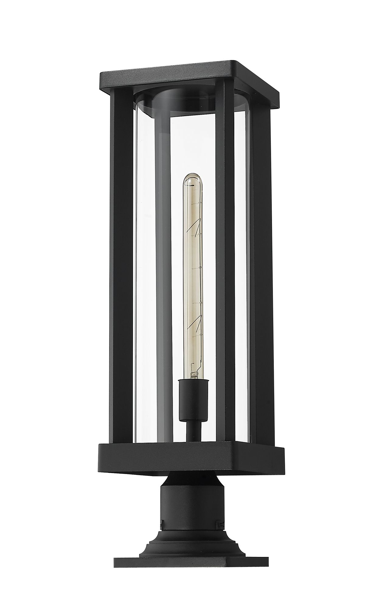 Z-Lite 1 Light Outdoor Pier Mounted Fixture in Black Finish