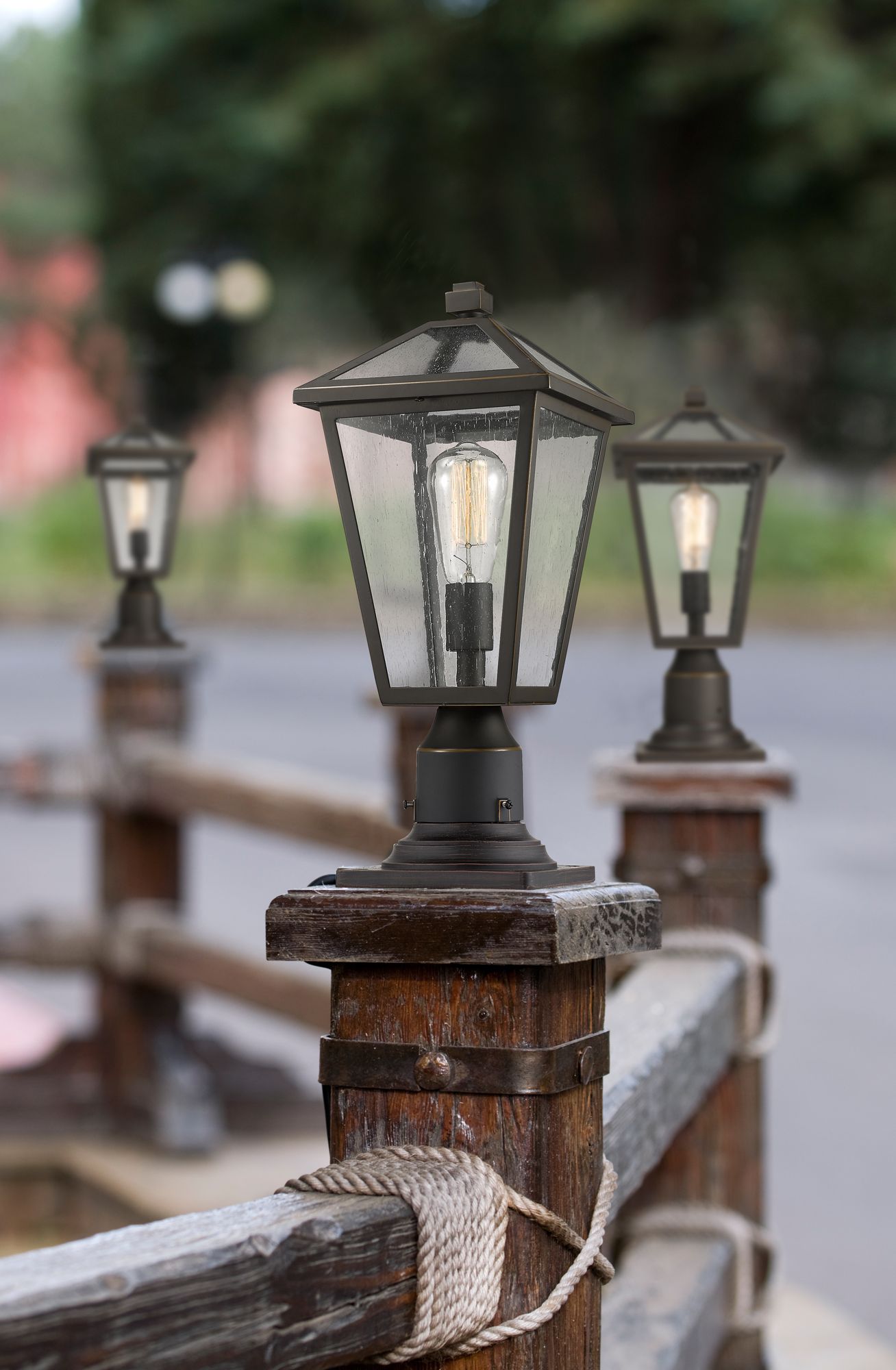 Image 3 Z-Lite 1 Light Outdoor Pier Mounted Fixture in Oil Rubbed Bronze Finish more views