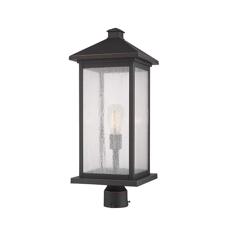Image 2 Z-Lite 1 Light Outdoor Post Mount Fixture in Oil Rubbed Bronze Finish more views