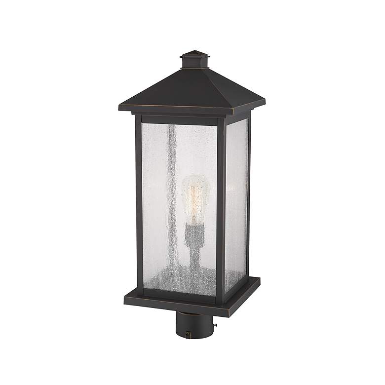 Image 3 Z-Lite 1 Light Outdoor Post Mount Fixture in Oil Rubbed Bronze Finish more views