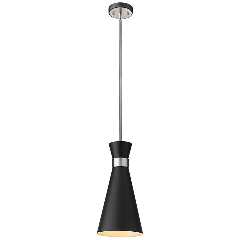 Image 1 Z-Lite 1 Light Pendant in Matte Black + Brushed Nickel Finish
