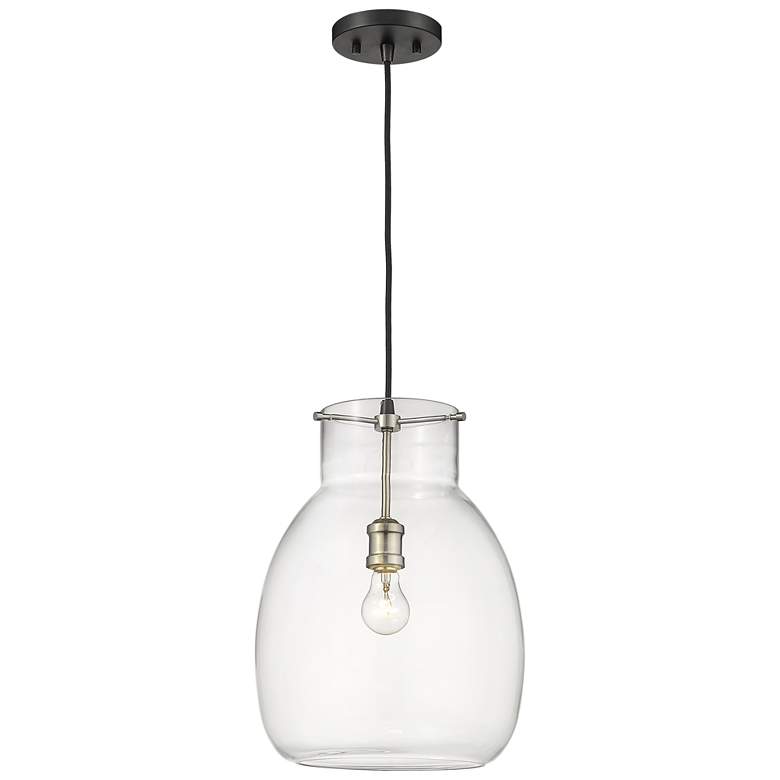 Image 1 Z-Lite 1 Light Pendant in Matte Black + Brushed Nickel Finish