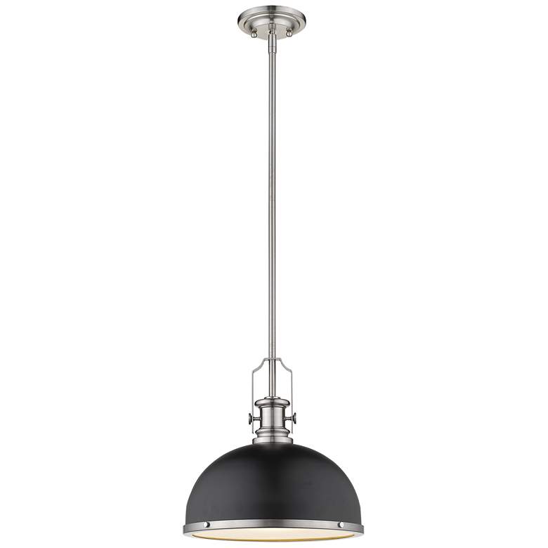 Image 1 Z-Lite 1 Light Pendant in Matte Black + Brushed Nickel Finish