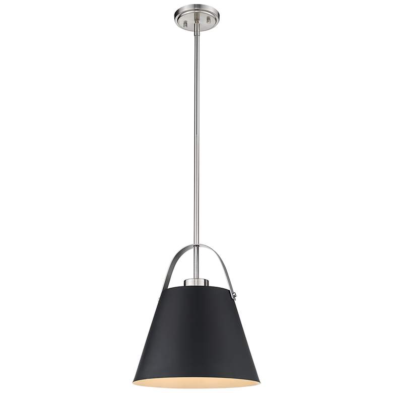 Image 1 Z-Lite 1 Light Pendant in Matte Black + Brushed Nickel Finish