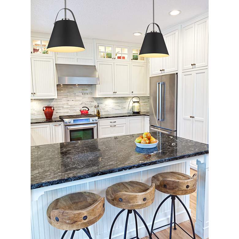 Image 2 Z-Lite 1 Light Pendant in Matte Black + Brushed Nickel Finish more views
