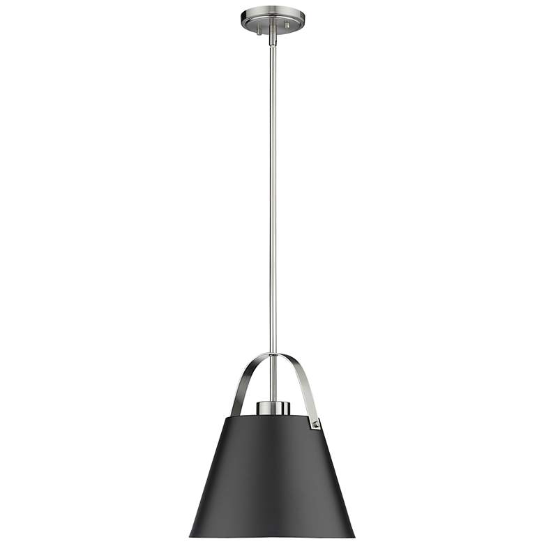 Image 5 Z-Lite 1 Light Pendant in Matte Black + Brushed Nickel Finish more views