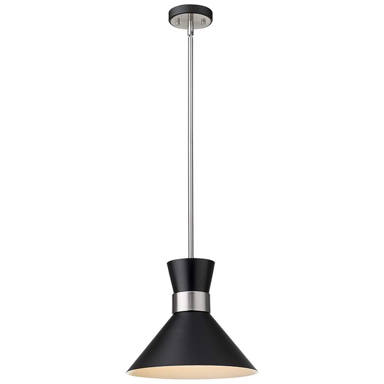 Image 1 Z-Lite 1 Light Pendant in Matte Black + Brushed Nickel Finish