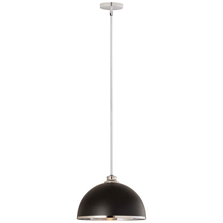 Image 1 Z-Lite 1 Light Pendant in Matte Black + Chrome Finish