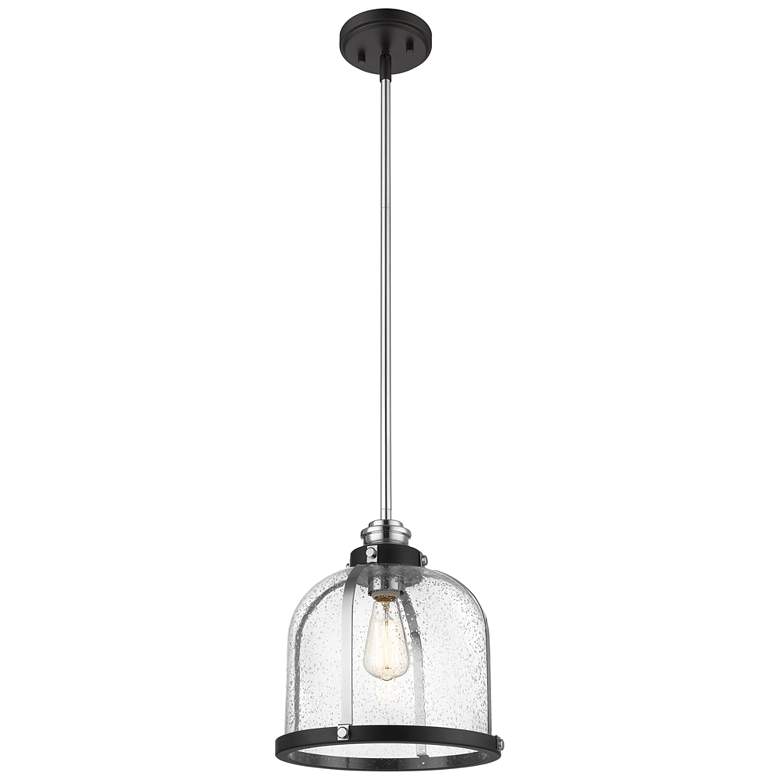 Image 1 Z-Lite 1 Light Pendant in Matte Black + Chrome Finish