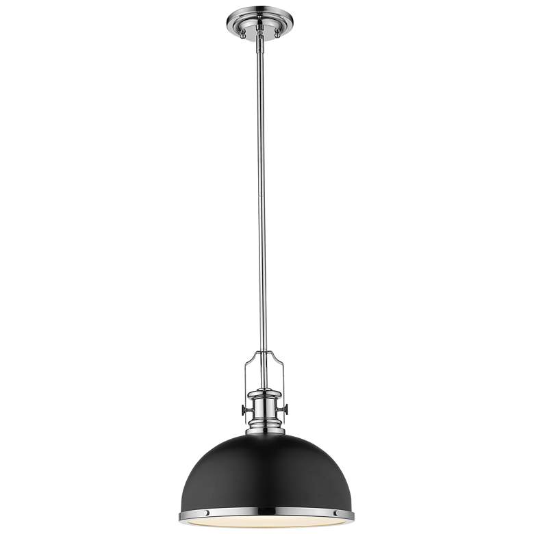 Image 1 Z-Lite 1 Light Pendant in Matte Black + Chrome Finish