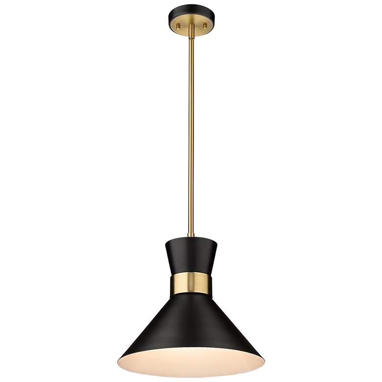 Image 1 Z-Lite 1 Light Pendant in Matte Black + Heritage Brass Finish