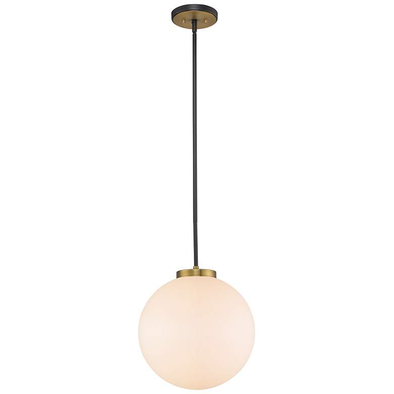 Image 2 Z-Lite 1 Light Pendant in Matte Black + Olde Brass Finish