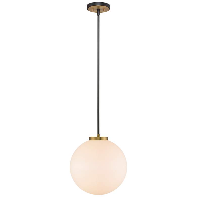 Image 5 Z-Lite 1 Light Pendant in Matte Black + Olde Brass Finish more views