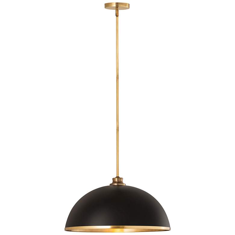 Image 1 Z-Lite 1 Light Pendant in Matte Black + Rubbed Brass Finish