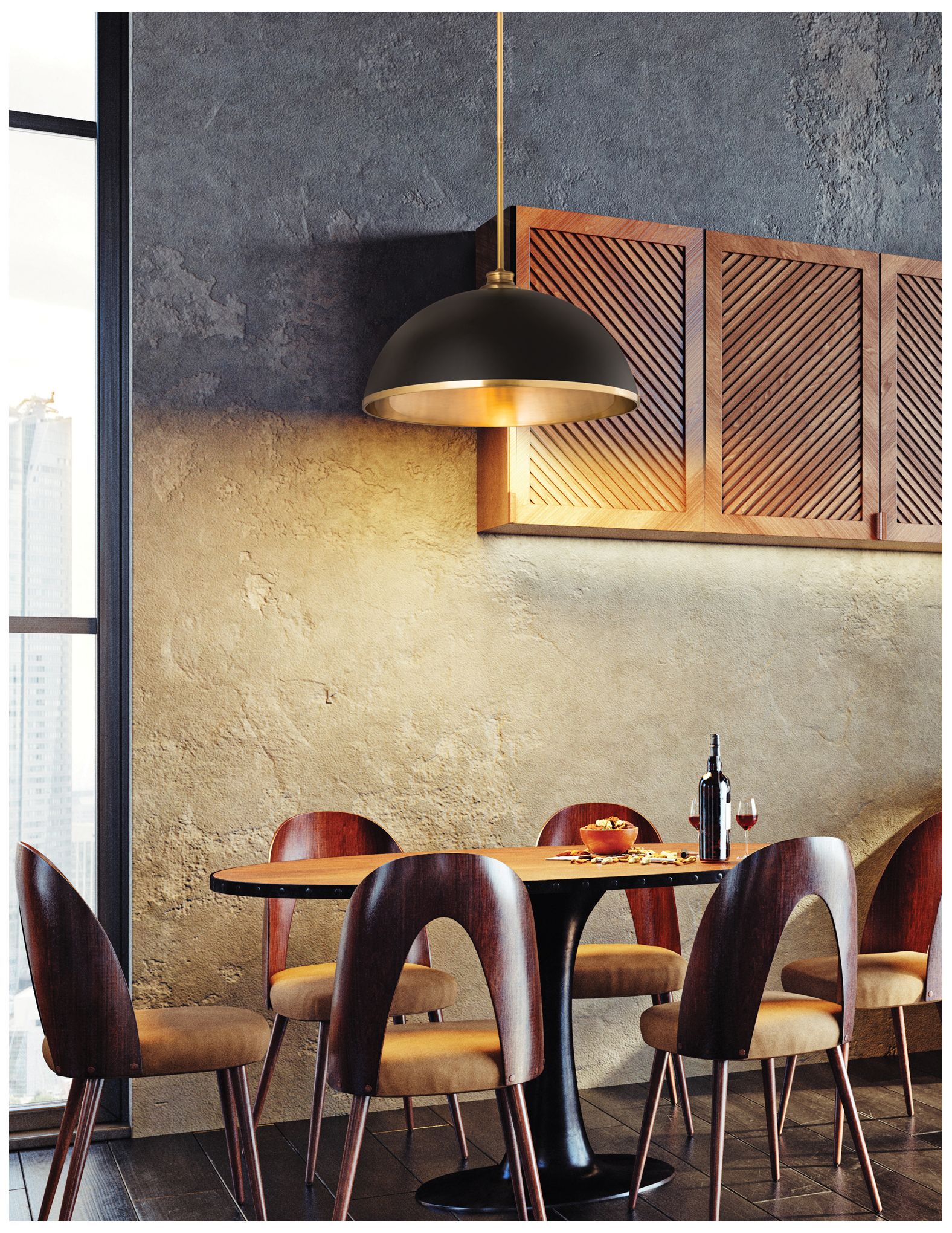 Image 3 Z-Lite 1 Light Pendant in Matte Black + Rubbed Brass Finish more views