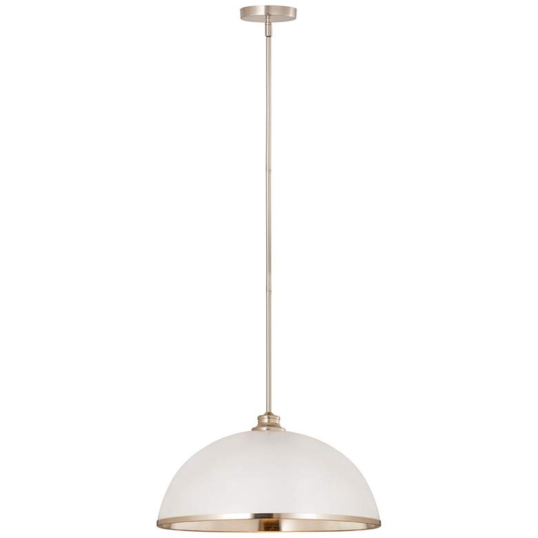 Image 1 Z-Lite 1 Light Pendant in Matte White + Brushed Nickel Finish