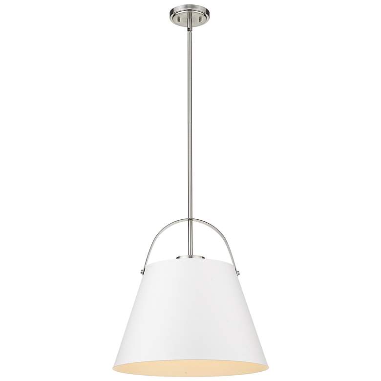 Image 1 Z-Lite 1 Light Pendant in Matte White + Brushed Nickel Finish
