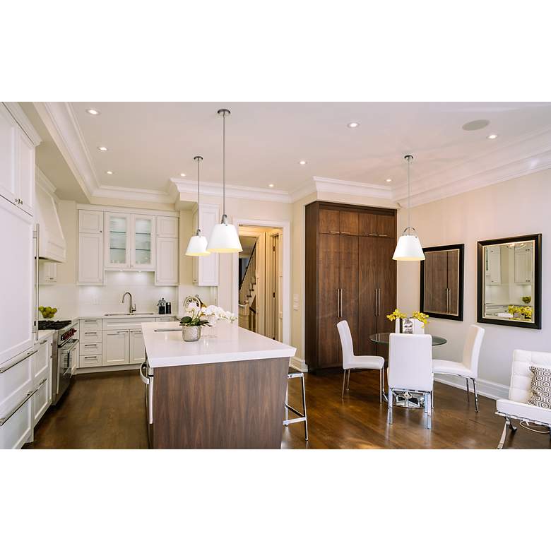 Image 2 Z-Lite 1 Light Pendant in Matte White + Brushed Nickel Finish more views