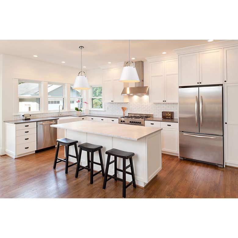 Image 3 Z-Lite 1 Light Pendant in Matte White + Brushed Nickel Finish more views