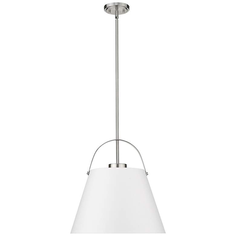 Image 4 Z-Lite 1 Light Pendant in Matte White + Brushed Nickel Finish more views