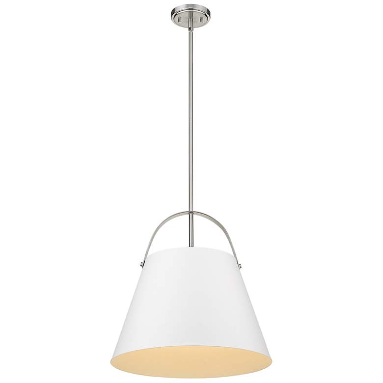 Image 5 Z-Lite 1 Light Pendant in Matte White + Brushed Nickel Finish more views
