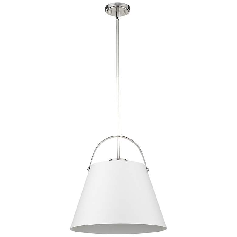 Image 7 Z-Lite 1 Light Pendant in Matte White + Brushed Nickel Finish more views