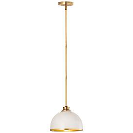 Image1 of Z-Lite 1 Light Pendant in Matte White + Rubbed Brass Finish