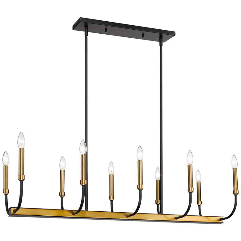 Image 1 Z-Lite 10 Light Chandelier in Matte Black + Olde Brass Finish