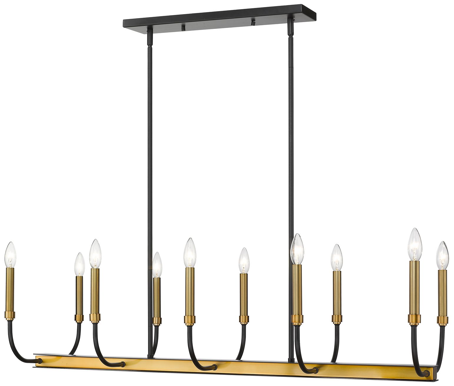 Image 5 Z-Lite 10 Light Chandelier in Matte Black + Olde Brass Finish more views