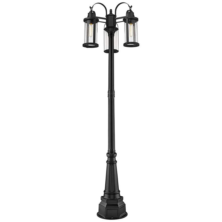Image 1 Z-Lite 102.5 inch High 3-Light Black Finish Traditional Outdoor Post Light