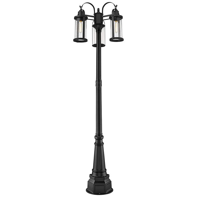 Image 1 Z-Lite 102.5" High 3-Light Black Finish Traditional Outdoor Post Light