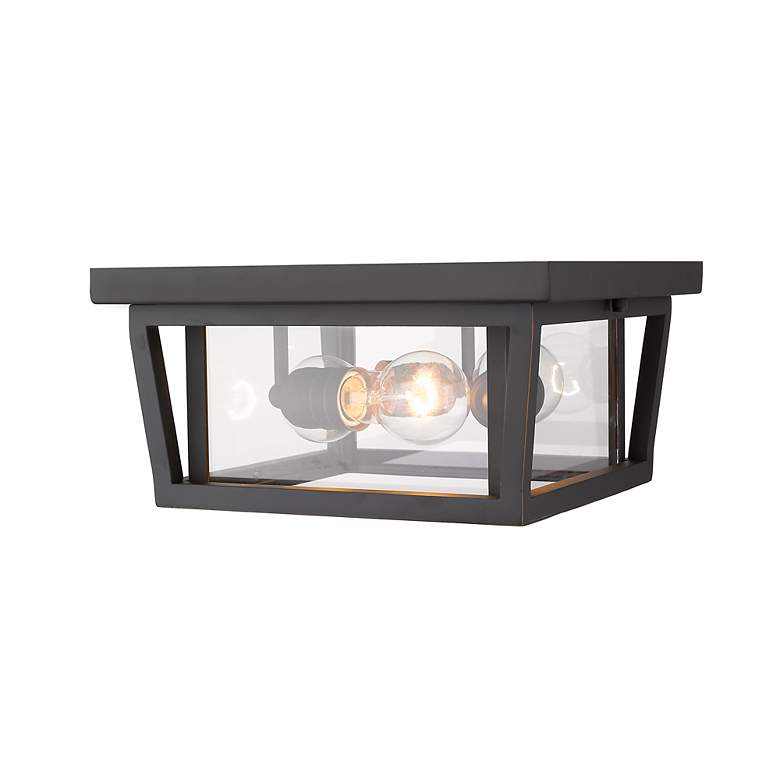 Image 3 Z-Lite 12" 3-Light Oil Rubbed Bronze Outdoor Flush Ceiling Light more views
