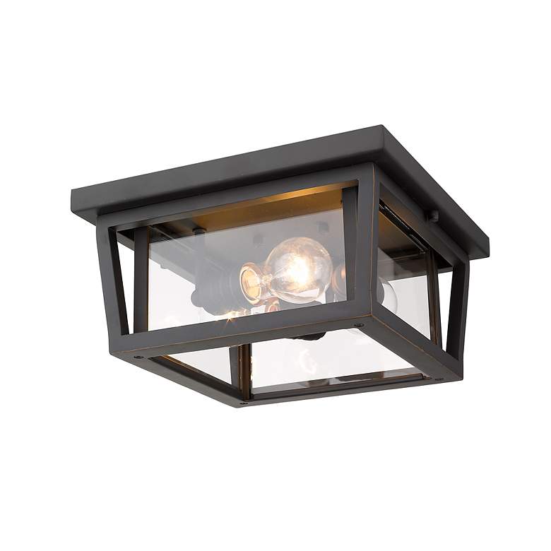 Image 4 Z-Lite 12" 3-Light Oil Rubbed Bronze Outdoor Flush Ceiling Light more views