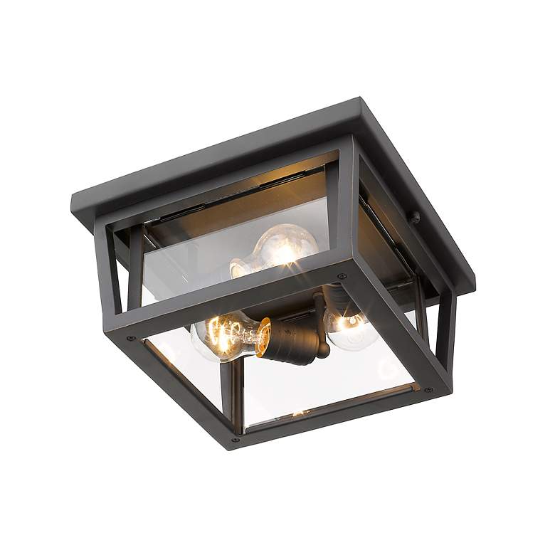 Image 5 Z-Lite 12" 3-Light Oil Rubbed Bronze Outdoor Flush Ceiling Light more views