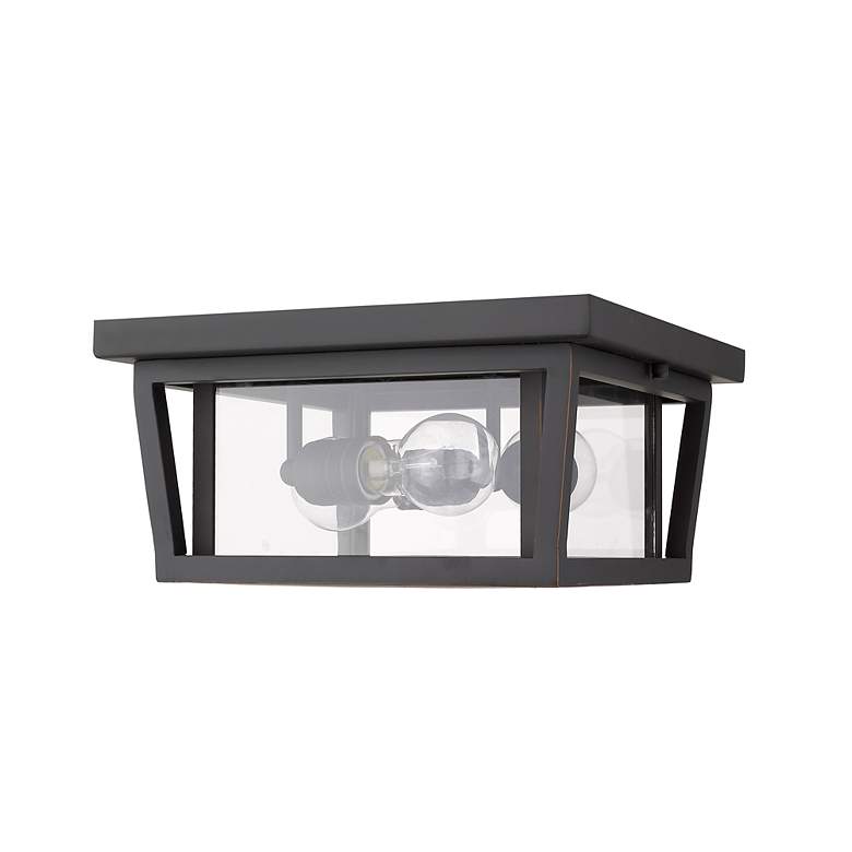 Image 6 Z-Lite 12" 3-Light Oil Rubbed Bronze Outdoor Flush Ceiling Light more views