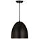 Z-Lite 12" Wide 1-Light Matte Black Finish Modern Dome Pendant Light