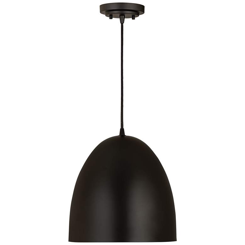 Image 1 Z-Lite 12" Wide 1-Light Matte Black Finish Modern Dome Pendant Light