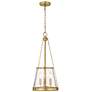 Z-Lite 12" Wide 3-Light Glass and Rubbbed Brass Finish Cone Pendant