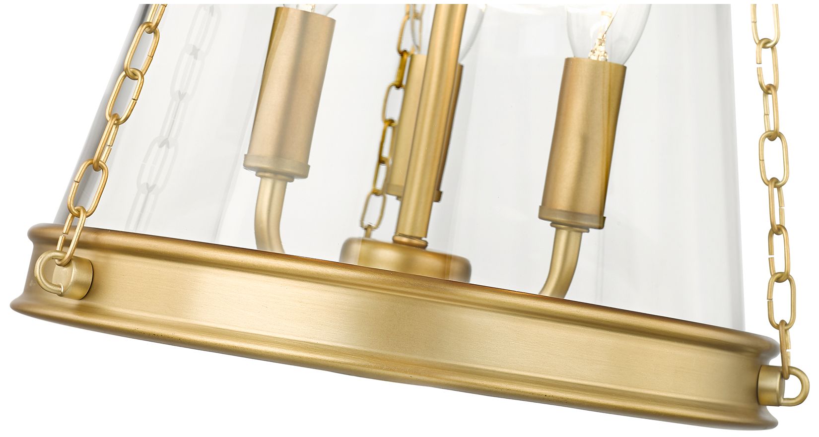 Image 6 Z-Lite 12" Wide 3-Light Glass and Rubbbed Brass Finish Cone Pendant more views
