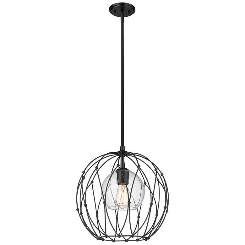 Image 1 Z-Lite 16" Wide Matte Black Finish Modern Open Orb Pendant Light