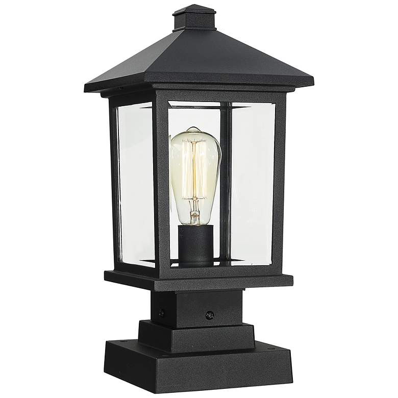 Image 1 Z-Lite 17" High Black Outdoor Pier Mount Lantern Post Light