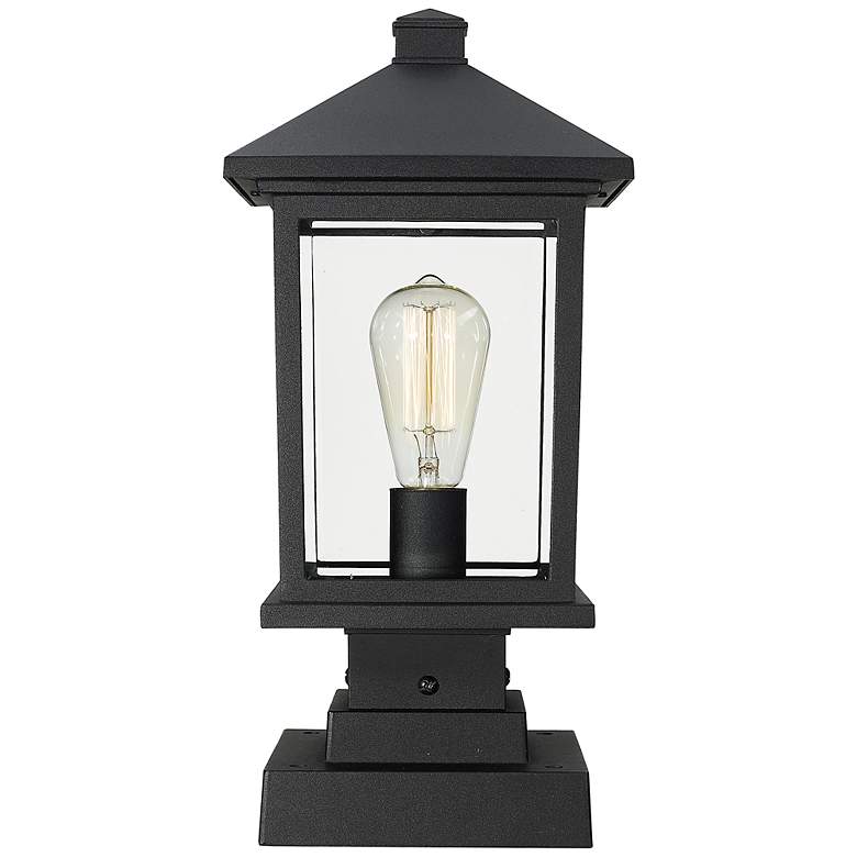 Image 3 Z-Lite 17" High Black Outdoor Pier Mount Lantern Post Light more views