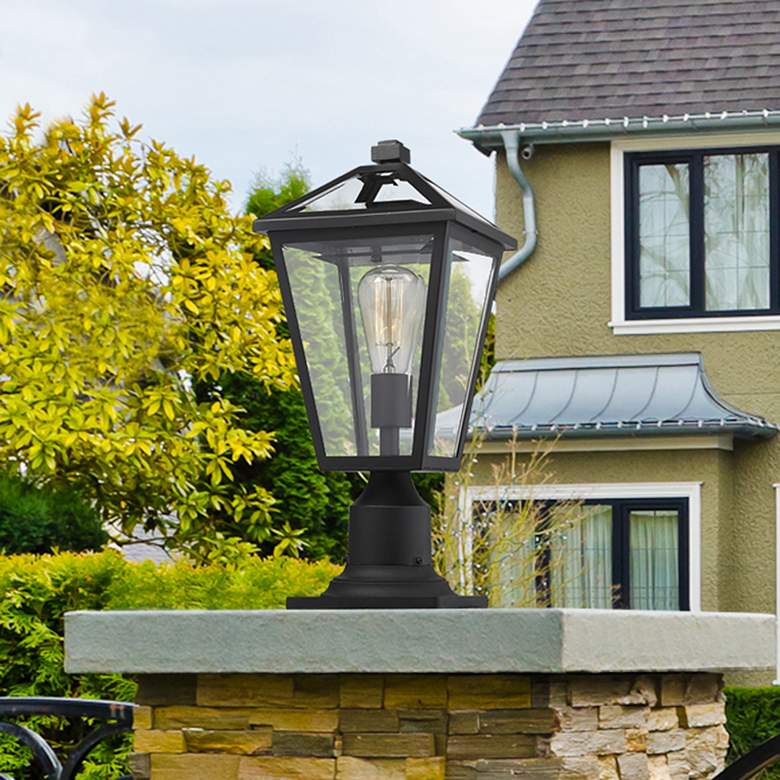 Image 1 Z-Lite 18.5" High 1-Light Black Finish Outdoor Pier Mount Light