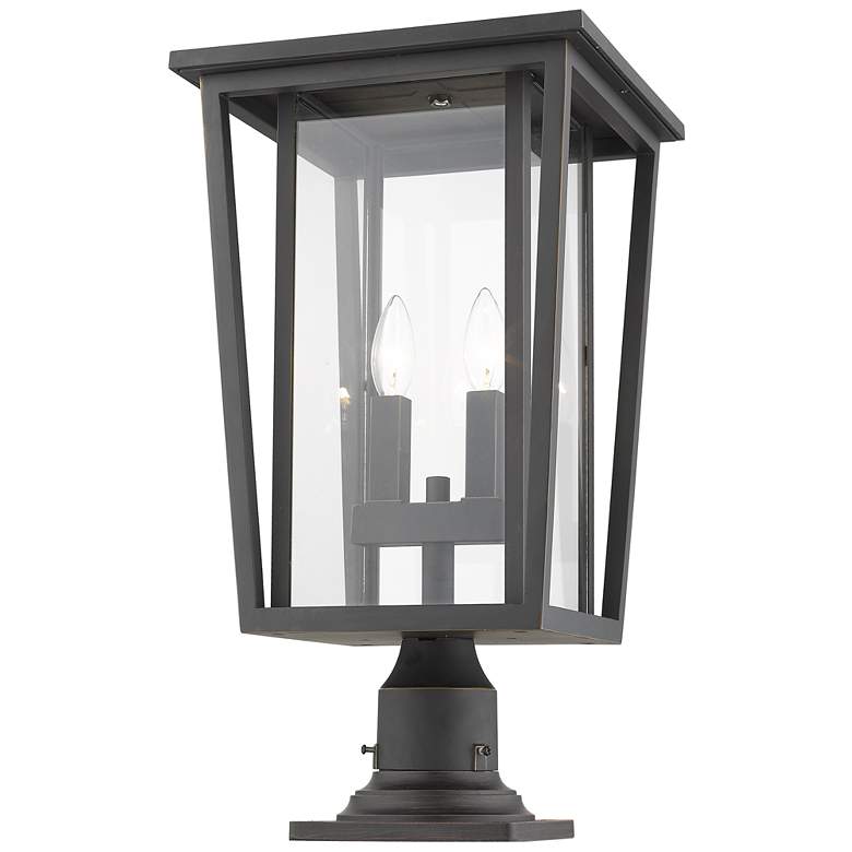 Image 1 Z-Lite 2 Light Outdoor Pier Mounted Fixture in Oil Rubbed Bronze Finish