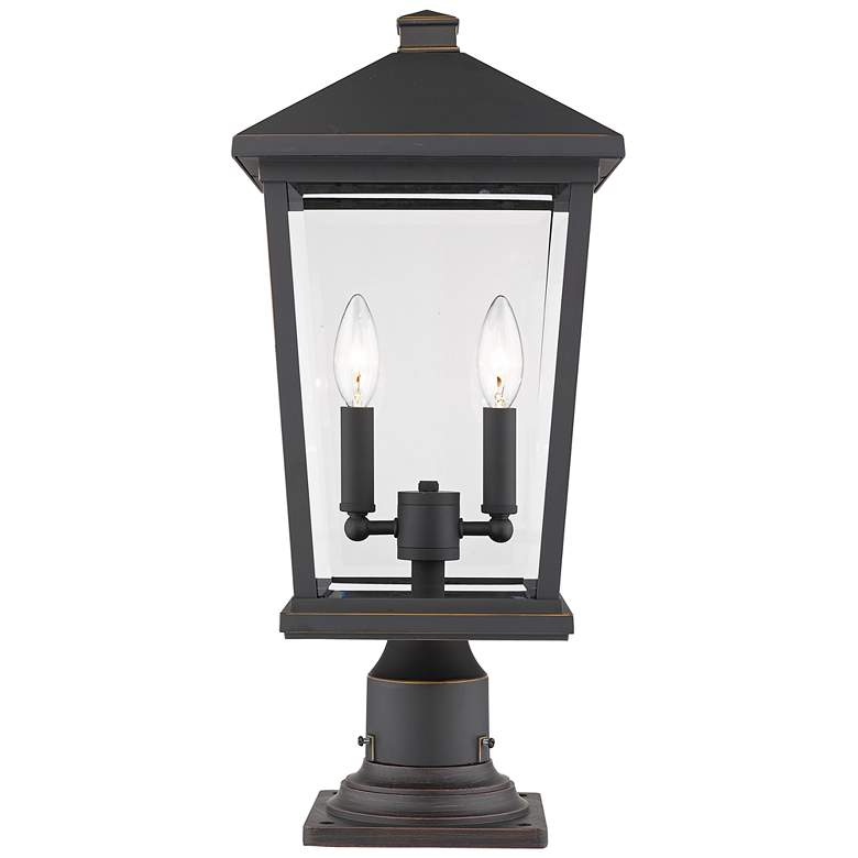 Image 1 Z-Lite 2 Light Outdoor Pier Mounted Fixture in Oil Rubbed Bronze Finish